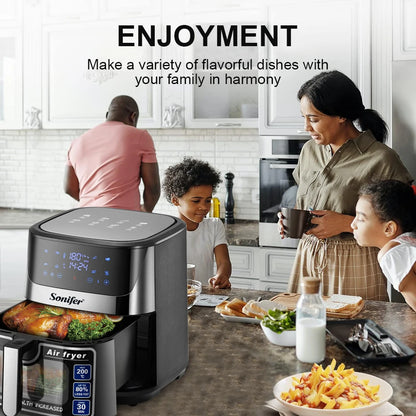 8.5L Air Fryer –LED Display & Touch Control, Large Size, Visible Window, Adjustable Temperature, Auto Shut-Off, 1700W