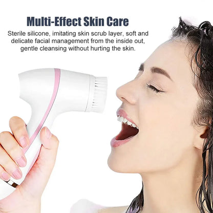 3 In 1 Electric Cleansing Brush Ultrasonic Facial Cleaner Face Massagers Sonic Rotating Cleansing Brush Face Deep Cleansing Tool