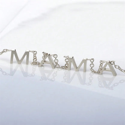 Custom Letters Name Necklace for Women Gold Color Stainless Steel Personalized Names Initials MAMA Pendant Necklace Jewelry Gift