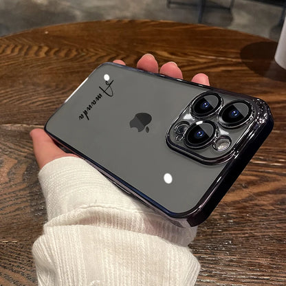 Personalised Customized Name Case For iPhone 17 16 15 14 13 12 11 Pro Max 17 Air Luxury Plating Transparent Clear Cover