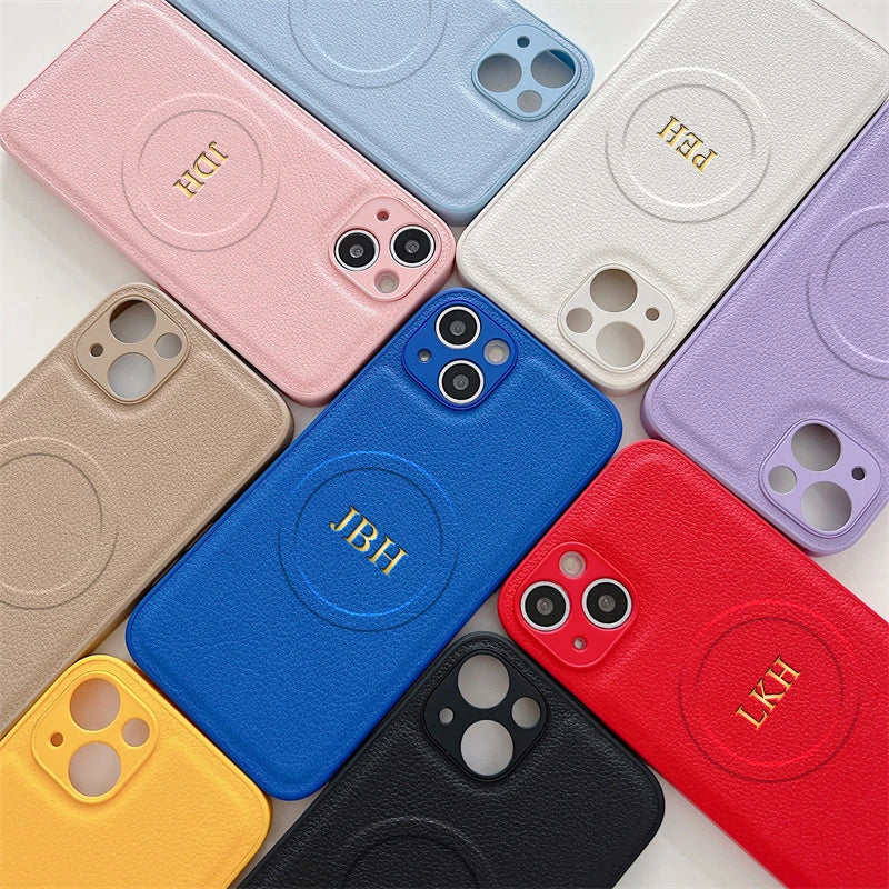For Magsafe Personalized Name Case For iPhone 17 16 15 14 13 12 11 Pro Max 17 Air Customized Initials Wireless Charging Cover