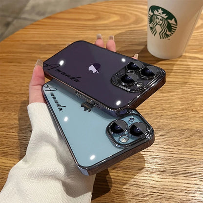 Personalised Customized Name Case For iPhone 17 16 15 14 13 12 11 Pro Max 17 Air Luxury Plating Transparent Clear Cover