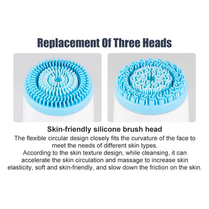3 In 1 Electric Cleansing Brush Ultrasonic Facial Cleaner Face Massagers Sonic Rotating Cleansing Brush Face Deep Cleansing Tool