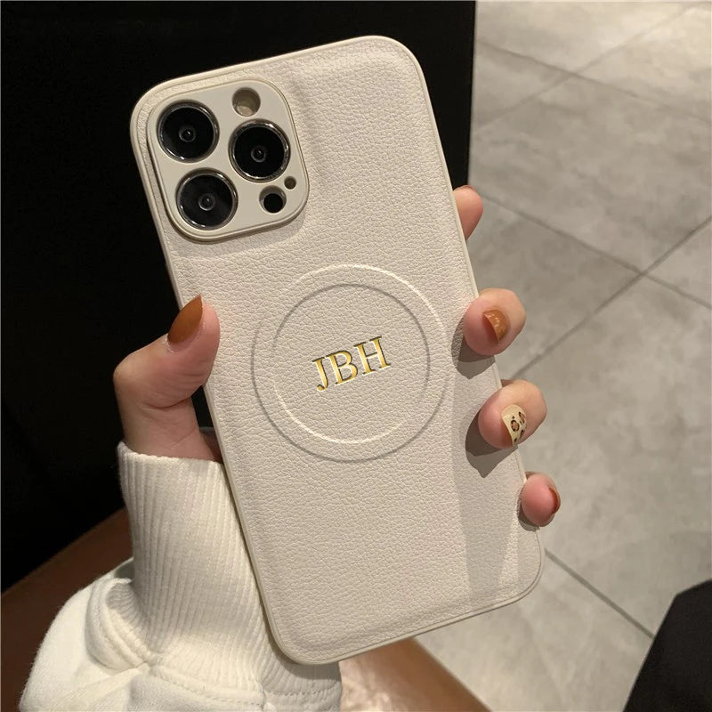 For Magsafe Personalized Name Case For iPhone 17 16 15 14 13 12 11 Pro Max 17 Air Customized Initials Wireless Charging Cover