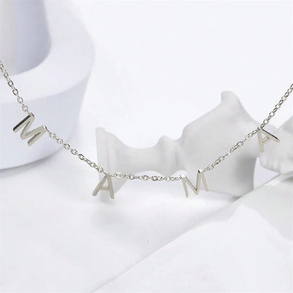 Custom Letters Name Necklace for Women Gold Color Stainless Steel Personalized Names Initials MAMA Pendant Necklace Jewelry Gift